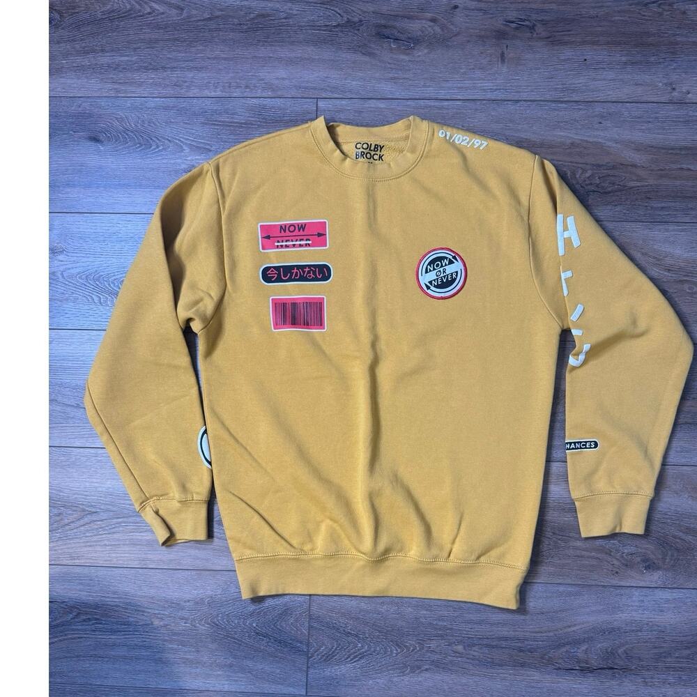 Fanjoy X Colby Brock Now Or Never Gold Crewneck Sweatshirt Men’s Medium